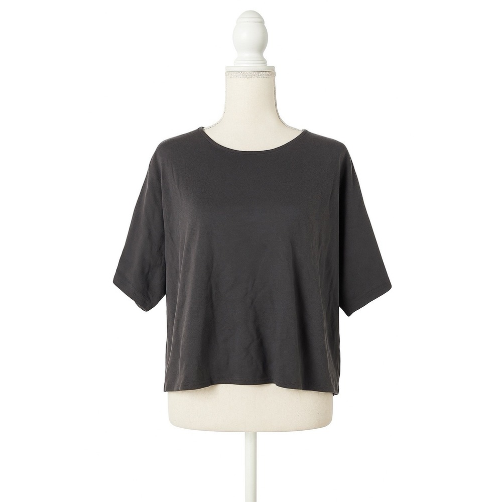 Lafayette 148 New York Top Black Dolman Sleeve Basic Top Cotton Blouse SS Small